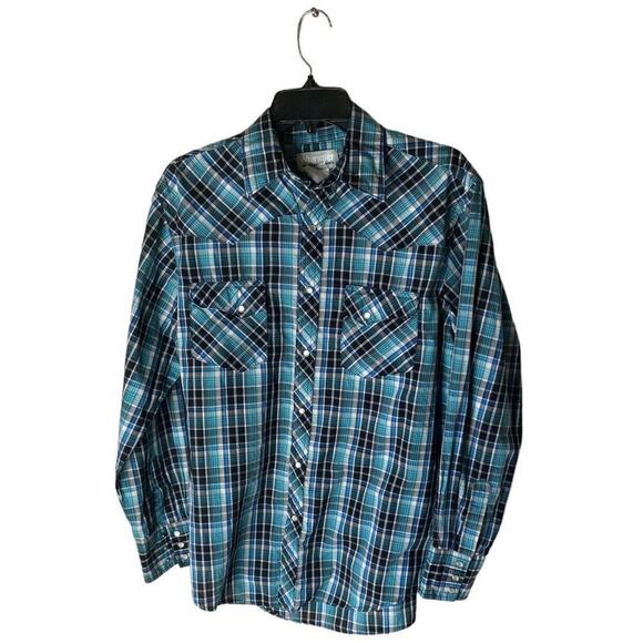Wrangler Wrancher Vintage Shirt Mens XL Plaid Pearl Snap Buttons Cowboy Western - Picture 7 of 7